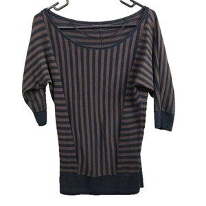 Vintage Y2K Guess Womens Sweater Small Brown Black Striped Dolman Sleeve